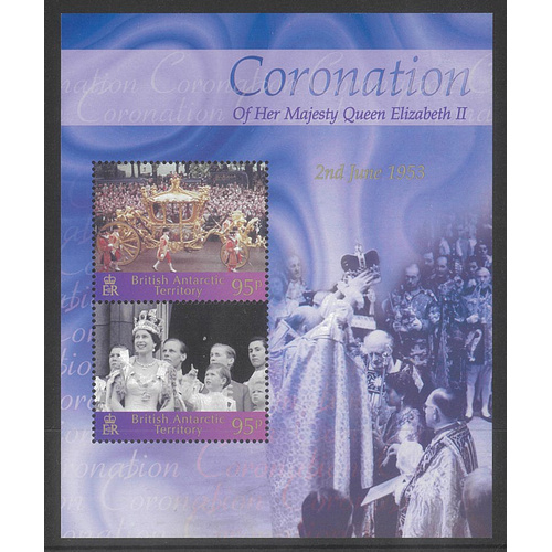 British Antarctic Terr 2003 QEII Coronation Anniv Mini Sheet SG359 MUH 25-19