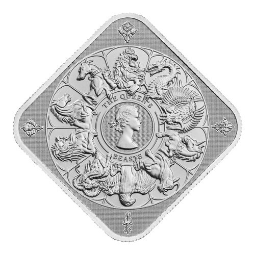 UK Royal Mint Silver Queens Beast Completer Bar 1oz