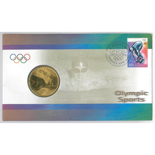 Australia 2020 Olympic Sports Aquatics Stamp & $5 Coin PNC