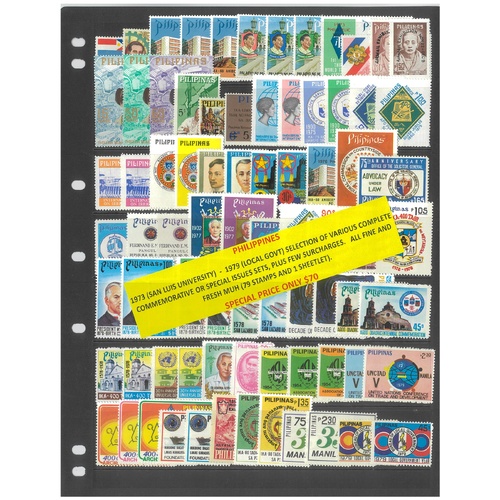 Philippines 1973-79 Selection of Commemorative Sets 79 Stamps & 1 Sheetlet MUH #488