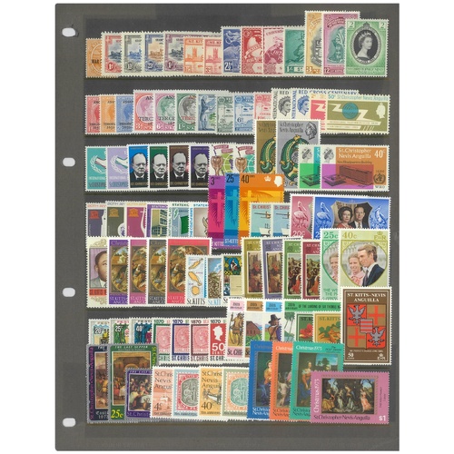 St Kitts Nevis Anguilla 1918-73 Selection of 33 Commemorative Sets 92 Stamps MUH #253