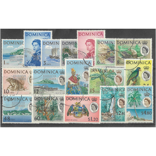Dominica 1968 Statehood Ovpt Set of 17 Stamps SG214/31 Fine Used 19-9-ew