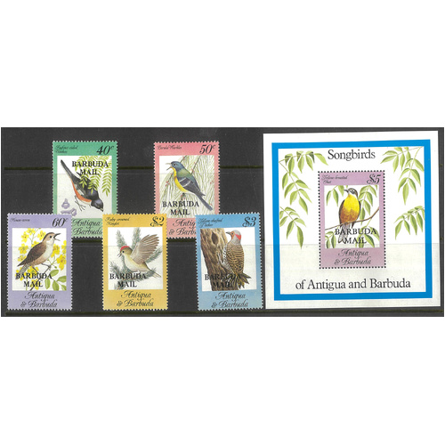 Barbuda 1984 Songbirds Set of 5 Stamps & Mini Sheet SG784/53 MUH 19-19-ew