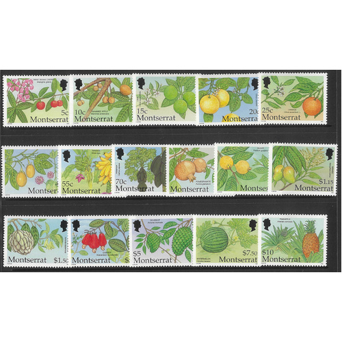Montserrat 2001 Caribbean Fruits Set/16 Stamps SG1195/210 MUH 18-13-ew