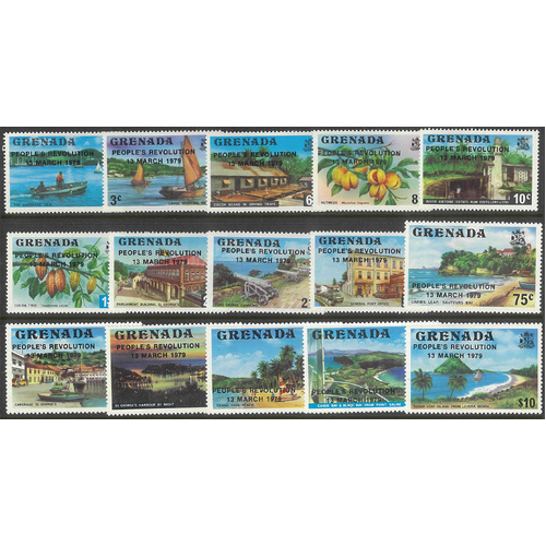 Grenada 1980 People's Revolution Ovpt Set/15 Stamps SG1040/54 MUH 18-14-ew