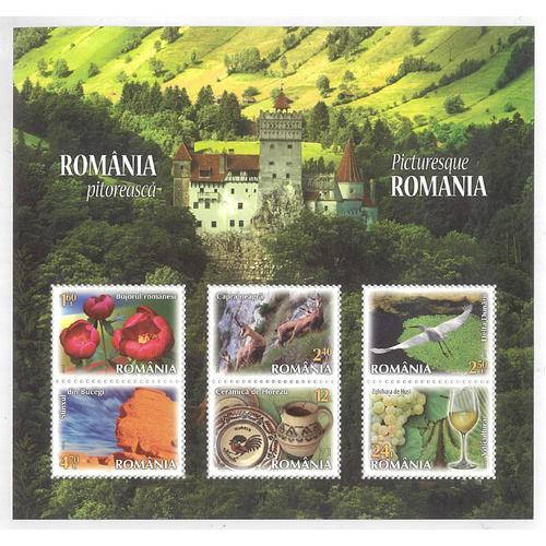 Romania 2023 Picturesque Romania Mini Sheet of 6 Stamps Mint Unhinged (ew)