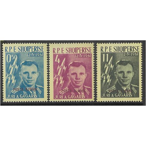 Albania 1962 Gagarin Set/3 Stamps Posta Ajrore ovpt Sc.606 MUH #EU152-ew