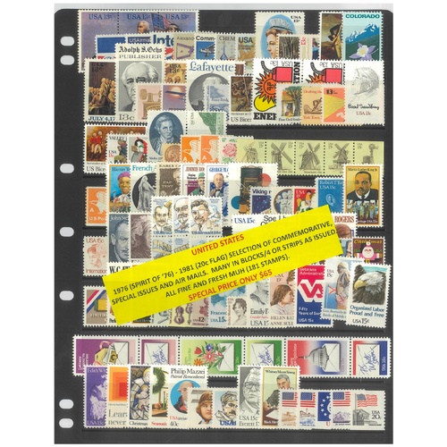 USA 1976-81 Selection of Commemorative Issues & Airmails 181 Stamps MUH #281