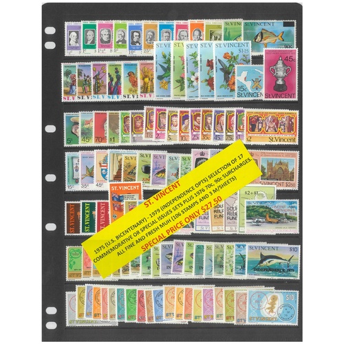 St Vincent 1975-79 Selection of 17 Commemorative Sets 106 Stamps & 3 Mini Sheets MUH #474