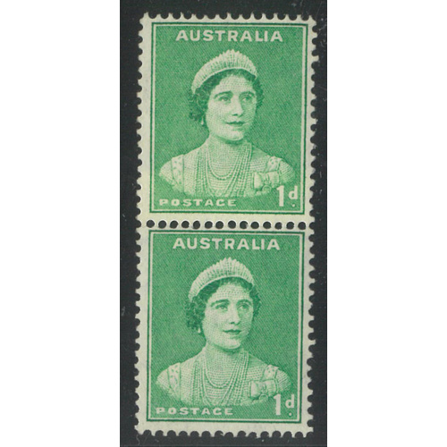 Australia 1938 Queen Mother 1d Green Die II Coil Stamps Join Pair MLH/MUH #AUBK