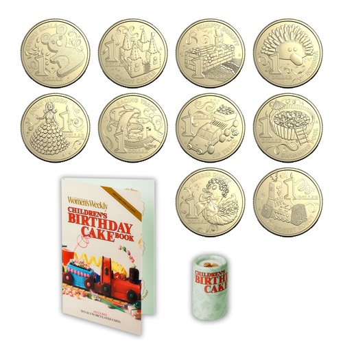 Australia 2025 Women’s Weekly Children’s Birthday Cake Book $1 UNC 10-Coin Tube & Folder
