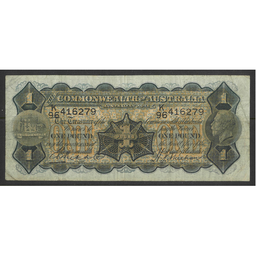 Commonwealth of Australia 1932 £1 Banknote Riddle/Sheehan (Thin Signature) R27b gF #P-22
