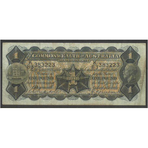 Commonwealth of Australia 1932 £1 Banknote Riddle/Sheehan (Thin Signature) R27b F/gF #P-22