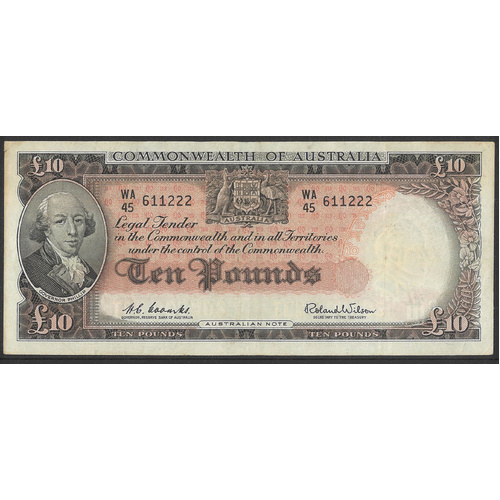 Commonwealth of Australia 1960 £10 Banknote Coombs/Wilson R63 aVF #P-34