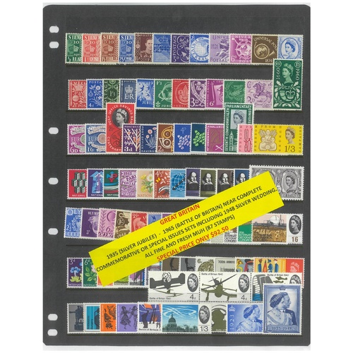 Great Britain 1935-65 Near Complete Commemorative Sets 87 Stamps MUH #468