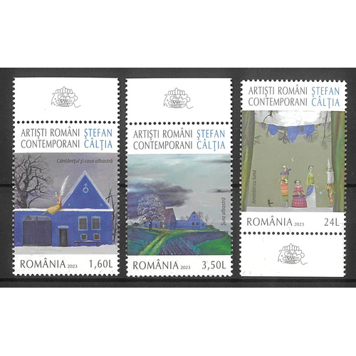 Romania 2023 Stefan Caltia Contemporary Artist Set of 3 Stamps MUH