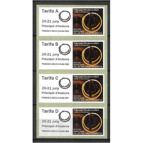 Spanish Andorra 2023 The Fallas Festivities Set of 4 Frama Stamps with Overprint MUH