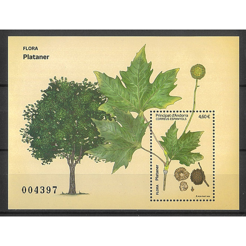 Spanish Andorra 2023 Plane Tree Mini Sheet MUH
