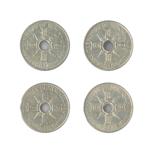 New Guinea Shilling Complete Set Of 4 Coins - Dates 1935 1936 1938 1945 - VF Grade