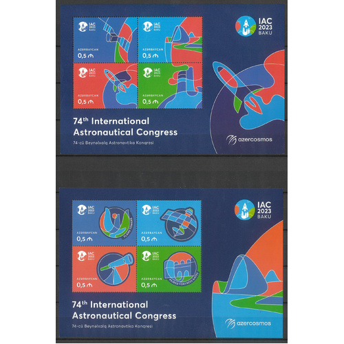 Azerbaijan 2023 Astronautical Congress Set of 2 Mini Sheets MUH