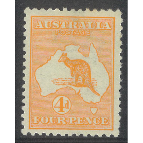 Australia Kangaroo Stamp 1st WMK 4d Orange SG6 MLH #AUBK