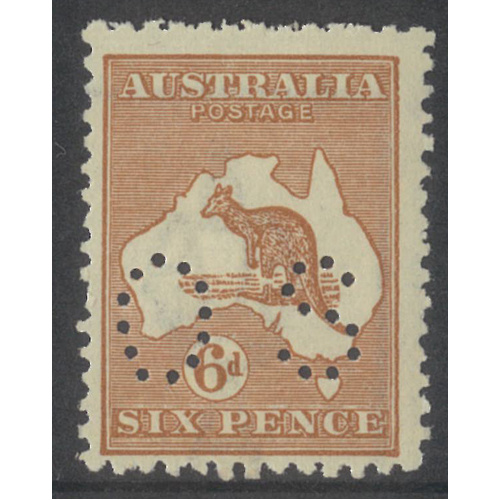Australia Kangaroo Stamp 3rd WMK 6d Chestnut Perf OS with "Broken Leg" MUH #AUBK