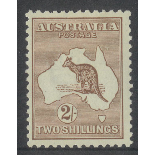 Australia Kangaroo Stamp 3rd WMK 2/- Brown SG41 (BW 37A) MLH #AUBK