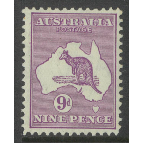 Australia Kangaroo Stamp CofA WMK 9d Purple Die II BW29(4)e MLH #AUBK