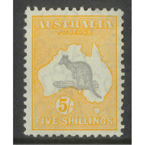 Australia Kangaroo Stamp CofA WMK 5/- Grey & Yellow SG135 MUH #AUBK
