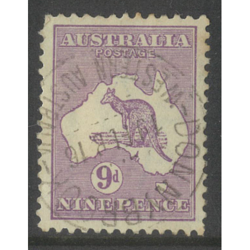 Australia Kangaroo Stamp 2nd WMK 9d Violet SG27 Fine Used #AUBK