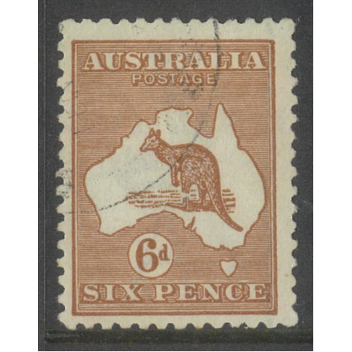 Australia Kangaroo Stamp 3rd WMK 6d Deep Chestnut "Broken Leg" SG73a FU #AUBK