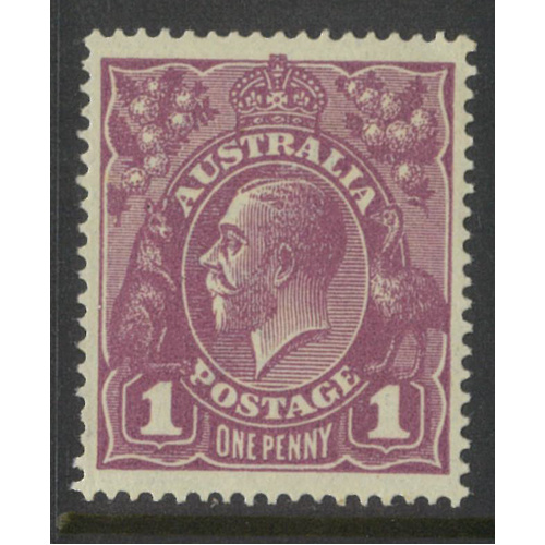 Australia KGV Stamp Single Crown WMK 1d Red-Purple BW 76C SG57 MUH #AUBK