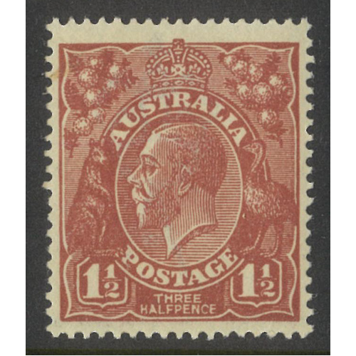 Australia KGV Stamp Single Crown WMK 1½d Red-Brown SG59 MUH #AUBK