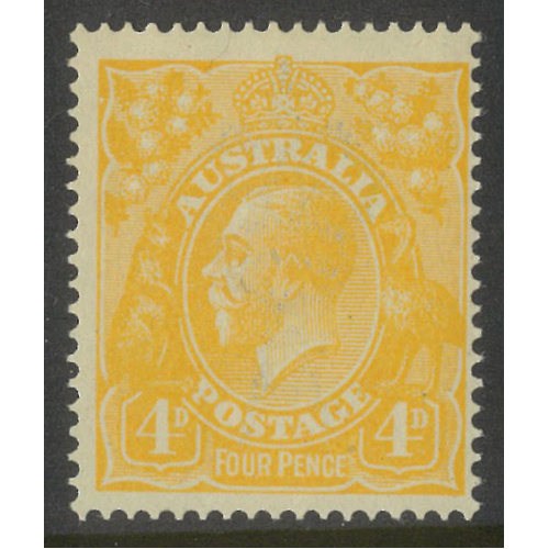 Australia KGV Stamp Single Crown WMK 4d Lemon SG22b MUH #AUBK