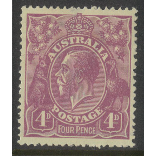 Australia KGV Stamp Single Crown WMK 4d Violet SG64 MVLH #AUBK