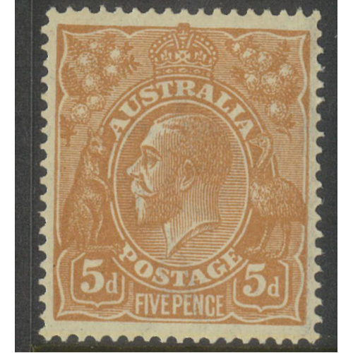 Australia KGV Stamp Single Crown WMK 5d Yellow-Brown SG23ba MVLH #AUBK
