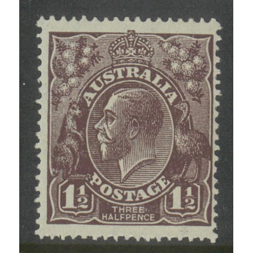 Australia KGV Stamp Large Multi WMK Inverted 1½d Black-Brown SG51w MUH #AUBK
