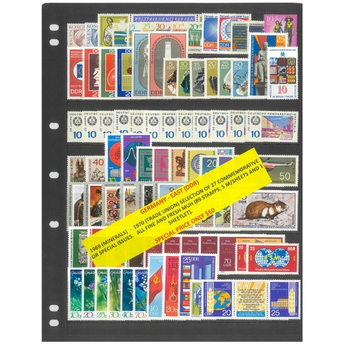 Germany East 1969-70 Selection of 27 Commemorative Sets 89 Stamps & 6 Sheets MUH #432