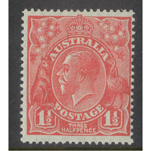 Australia KGV Stamp Small Mult WMK Inverted p14 1½d Rose-Red SG87w MUH #AUBK