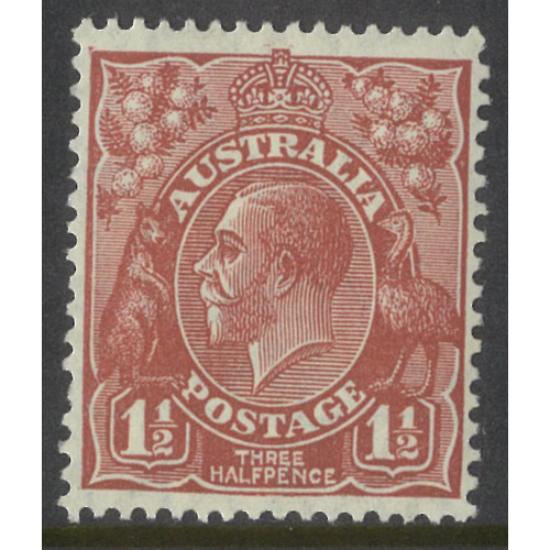 Australia KGV Stamp Small Mult WMK p13½x12½ 1½d Red-Brown SG97 MUH #AUBK