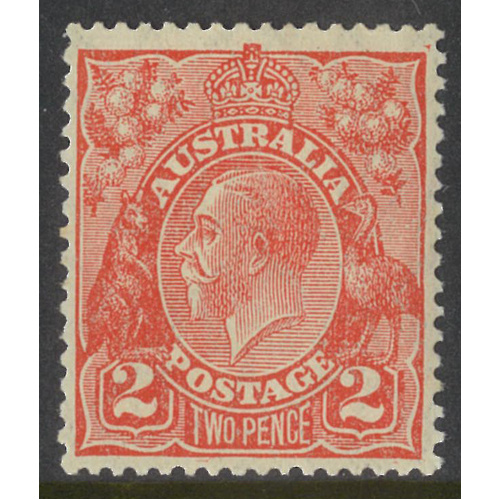 Australia KGV Stamp Small Mult WMK p13½x12½ 2d Scarlet Die II SG99 MUH #AUBK