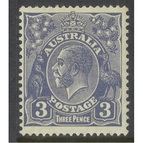 Australia KGV Stamp Small Mult WMK p13½x12½ 3d Ultramarine Die II MUH #AUBK