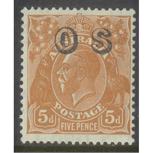 Australia KGV Stamp CofA WMK 5d Orange-Brown ovpt OS SG O132 MLH #AUBK