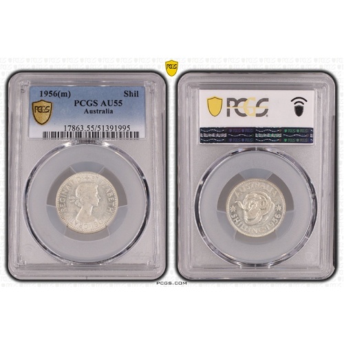 Australia 1956 Shilling Coin PCGS AU55