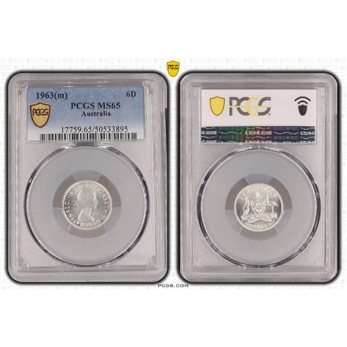 Australia 1963 Six Pence 6d Coin PCGS MS65