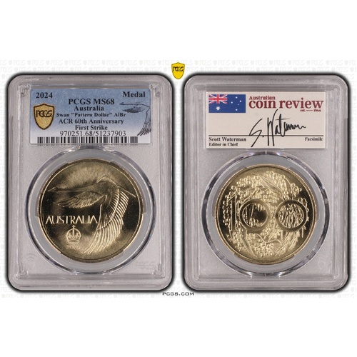 Australia 2024 Swan Pattern Dollar AlBr 60th Anniversary Medallion PCGS MS68