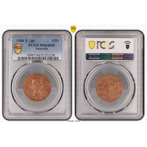 Australia 1964 Halfpenny ½D Coin PCGS MS64RB