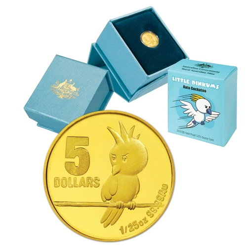 Australia 2010 $5 Little Dinkums Cockatoo Gold Proof 1/25oz pure gold proof Coin 