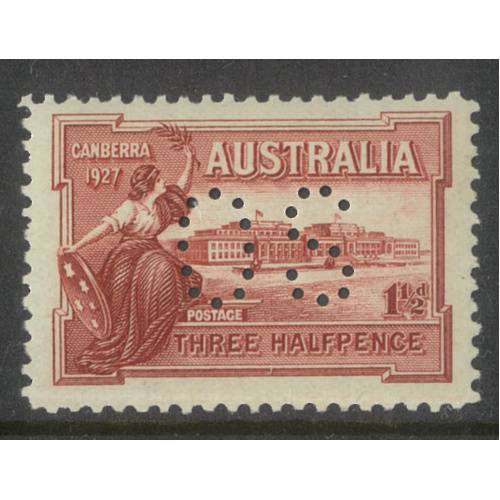 Australia 1927 Canberra 1½d Stamp Perf OS SG O112 MVLH #AUBK
