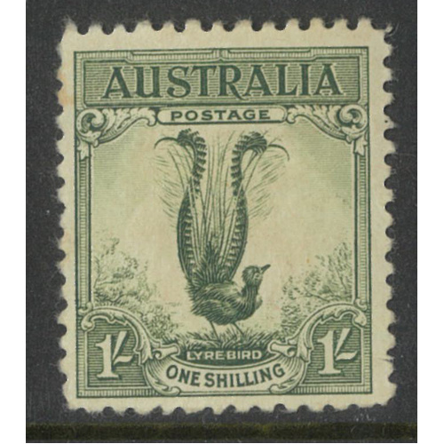 Australia 1932 Lyrebird 1/- Stamp Yellow-Green SG140a MLH #AUBK